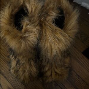 COPY - Brown and black furry boots size 9